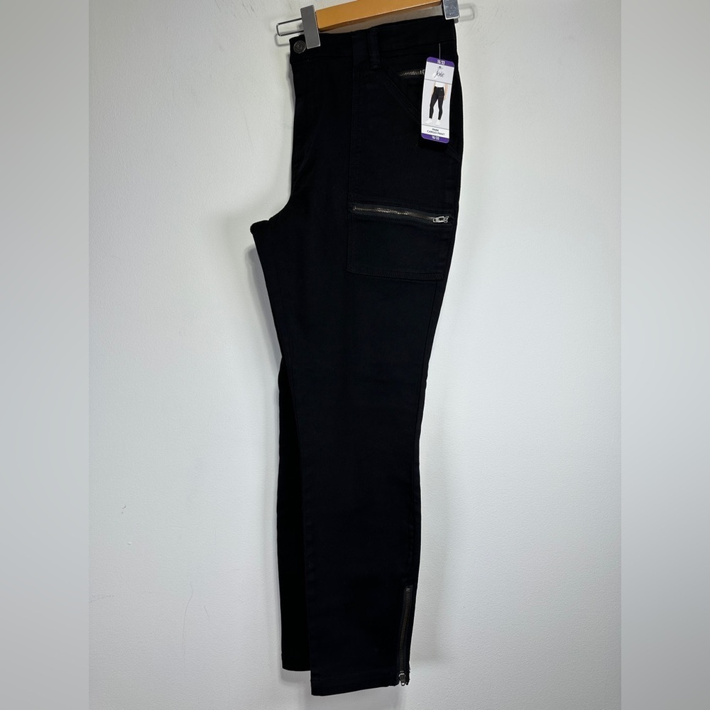 Joie Black Cargo Utility Pants High Rise Stretch Cotton Zipper Pocket Size 16 - Picture 2 of 9